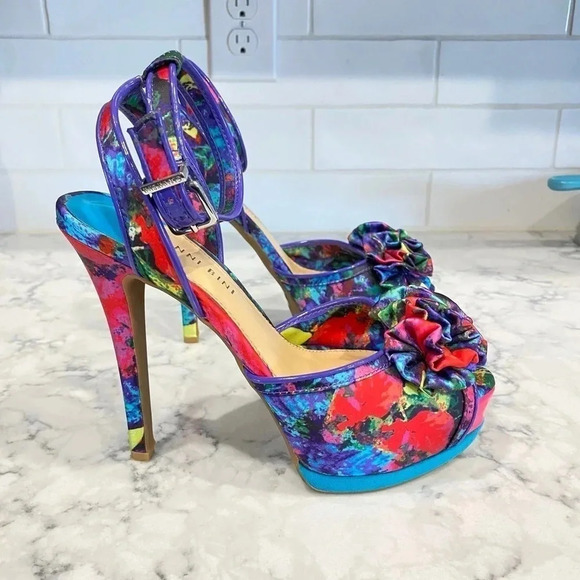 Gianni Bini Peep Toe Multicolored Heel Shoe Size 8.5 - Picture 6 of 10